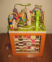 B. Toys Zany Zoo, Wooden Activity Cube / IKEA Roller Coaster