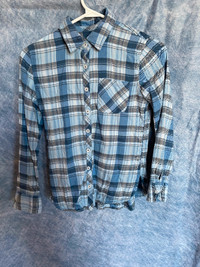 Girls’ Blue Plaid Justice Button-Up Shirt (Size 10)