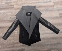 Rudsak XS Faux Leather Sleeve Waterfall Open Jacket