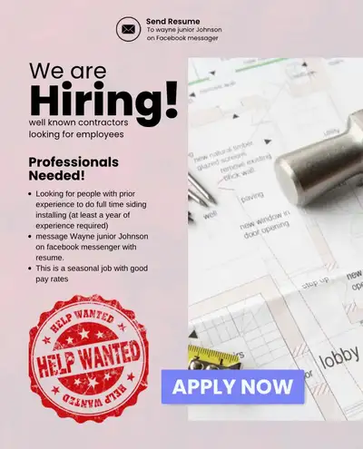 Hiring siding installers, View more