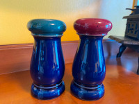 Like New Vintage Denby England Harlequin Salt Pepper Shaker Set