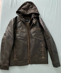 Guess Hooded Leather Jacket