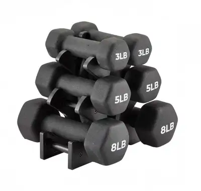 Kit 3 paires d'haltères en néoprène avec support (dumbells), View more