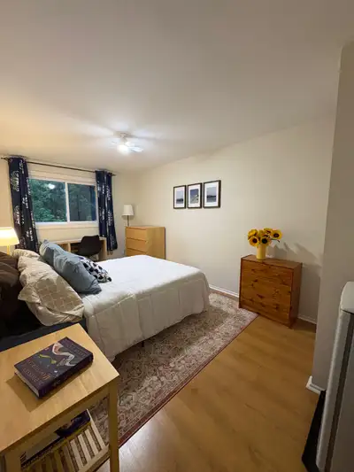 Spacious furnished bedroom available in a clean, quiet, well designed, and extremely well-maintained...