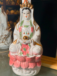 Vintage Buddha Figurine Porcelain Ceramic 12”