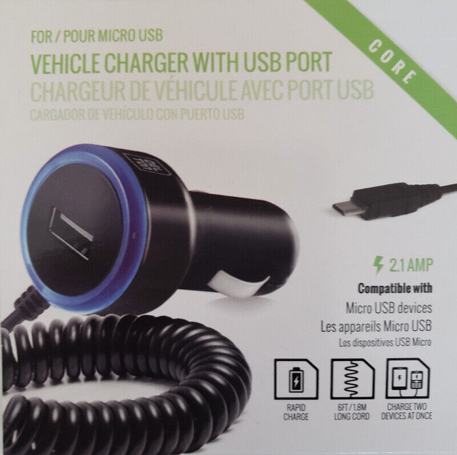 VEHICLE CHARGER with USB PORT - CELL  / CHARGEUR DE VEHICULE dans Accessoires pour cellulaires  à Laval/Rive Nord - Image 4