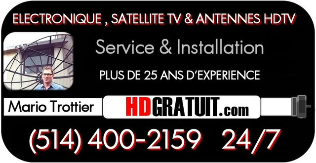 INSTALLATEUR  D'ANTENNE  514 400-2159 SERVICE 24/7 dans Appareils électroniques  à Ville de Montréal - Image 2