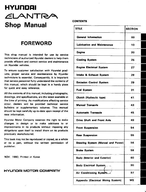 1992 HYUNDAI ELANTRA   SHOP MANUAL dans Autres pièces et accessoires  à Ville de Montréal - Image 2