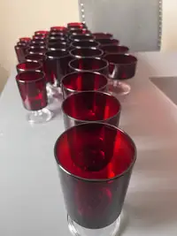 Red glass goblet style cups 