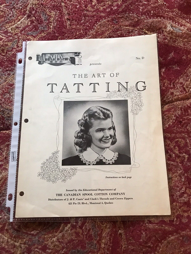 Vintage  “The Art of TAtting” dans Art et objets de collection  à Thunder Bay