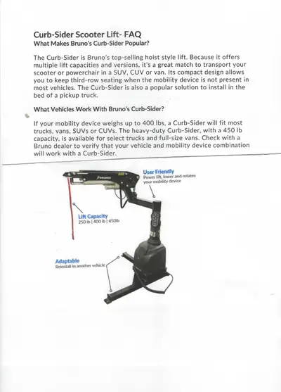 scotter/ wheelchair lift for a van, View more