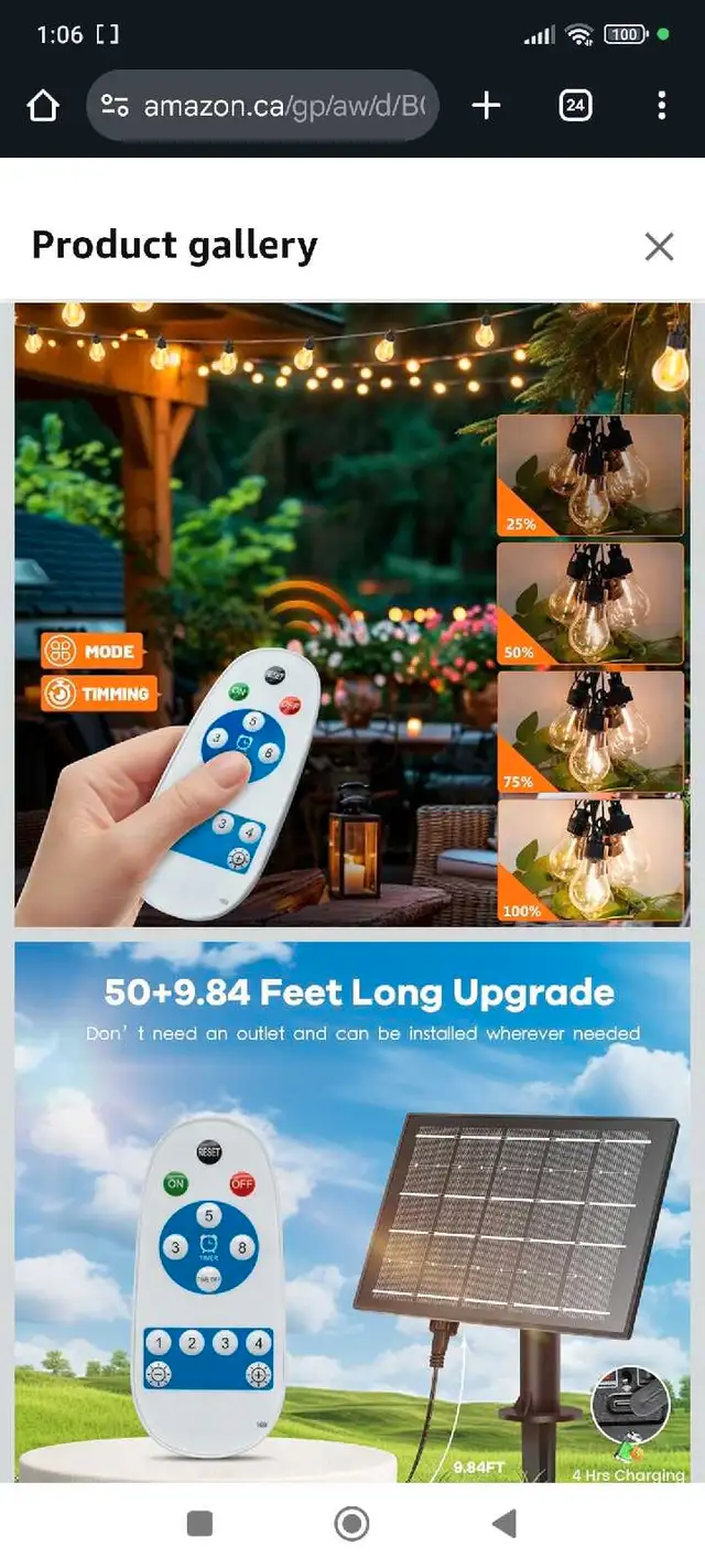 Solar String Lights Outdoor,49FT USB & Solar Powered Patio Light62854392457346122