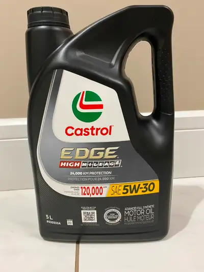 Brand New (never opened). 5W-30 Advanced Full Synthetic Oil, Castrol Edge, High Mileage, 24,000 Km P...