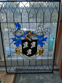 Hand crafted Coat of arms stained glass pane.