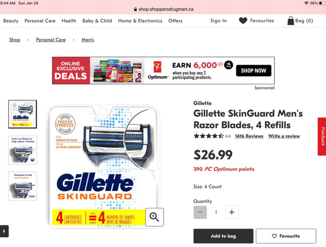 Gillette Skinguard 4 Razor Blades ( Shaving )  in Health & Special Needs in Mississauga / Peel Region - Image 3