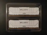 Crucial Ballistix 16G (2 x 8G) 3600MHz DDR4 RAM White