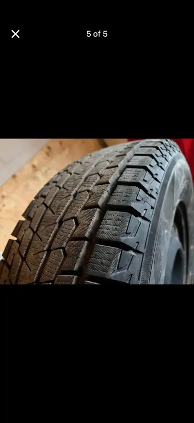 Winter tires on rims Yokohama 215/70R16 5x114.3 68mm centre bore Was on car less then 500km Almost b...