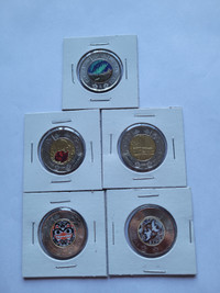 Canada 5 coin Toonie-$2- set