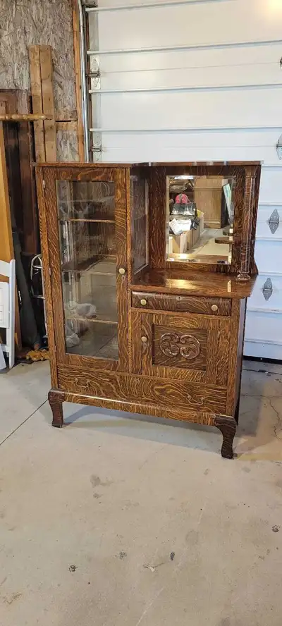 Beautiful antique solid wood China cabinet, View more