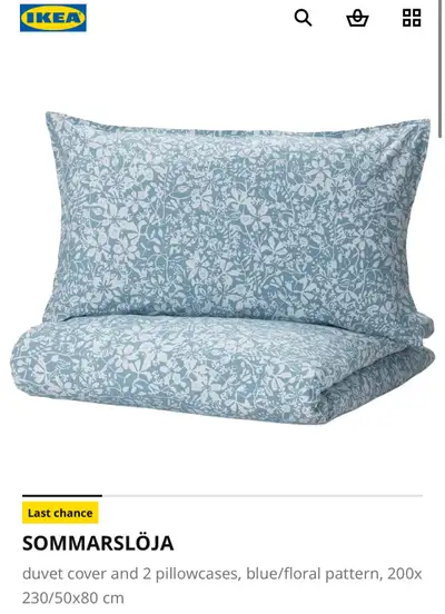 Add a touch of floral elegance to your bedroom with this used IKEA SOMMARSLÖJA duvet cover set, whic...