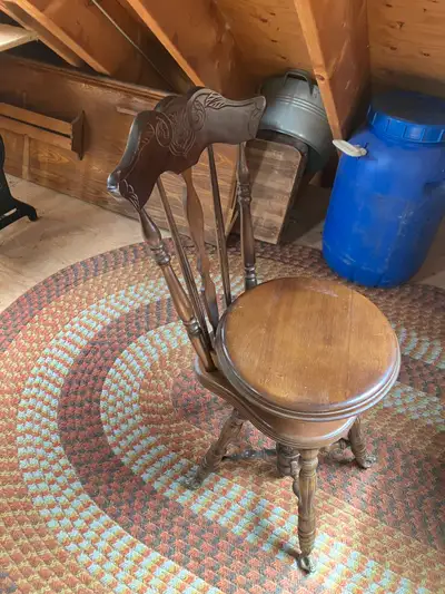 vintage Piano stool with back, View more