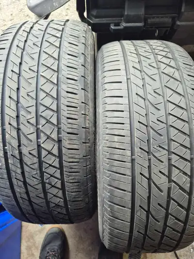 Good shape even wear, run flat tires, price is for the pair