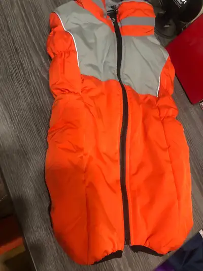 NEW-Orange & Grey Dog Puffer Vest-LARGE, View more
