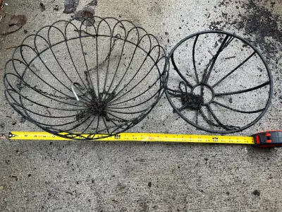 Wrought Iron Metal HANGING FLOWER GARDEN BASKET, View more