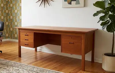 Danish Teak Executive Desk, View more