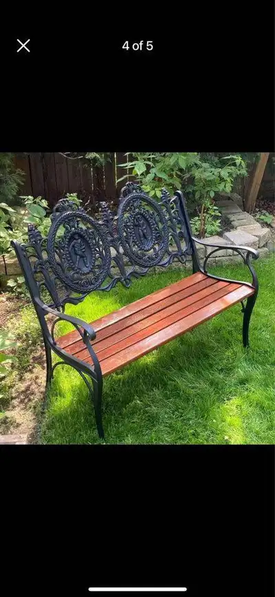 Berkeley Forge Vintage Ornate Cast Iron Bench Victorian Back Pat, View more