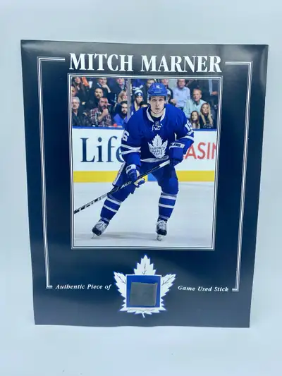 Mitch Marner Toronto Maple Leafs Piece of Game Used Stick - Grates of the Game COA -Size is 8x10 -Ju...