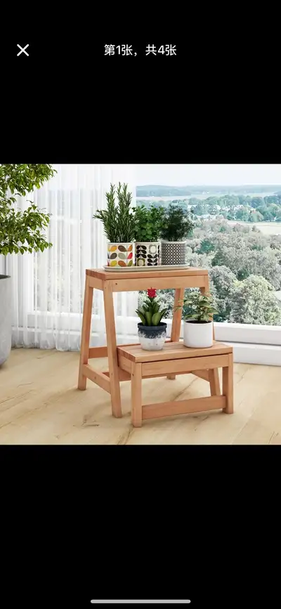  Folding Step Stool, Wooden 2-Step Stool for Kids & Adults  , View more