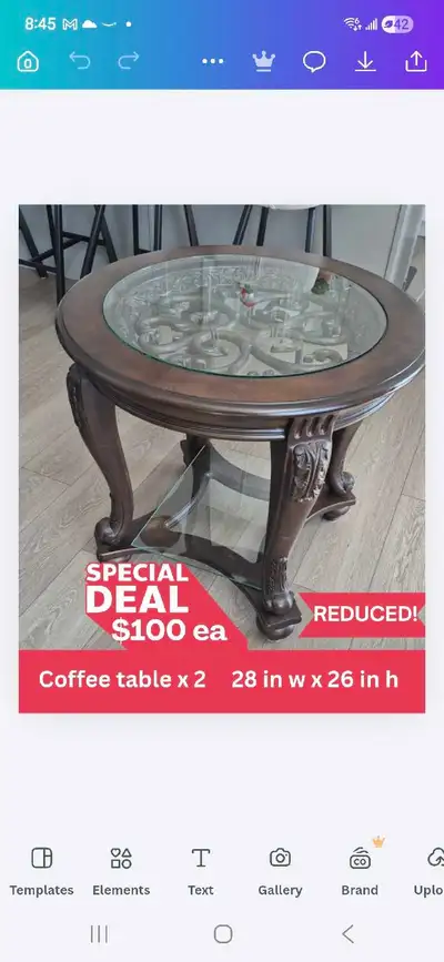 Solid Wood Coffee Tables x 2, View more