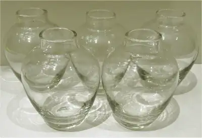 NEW, 5 MINIATURE "MING STYLE" GLASS VASES, View more