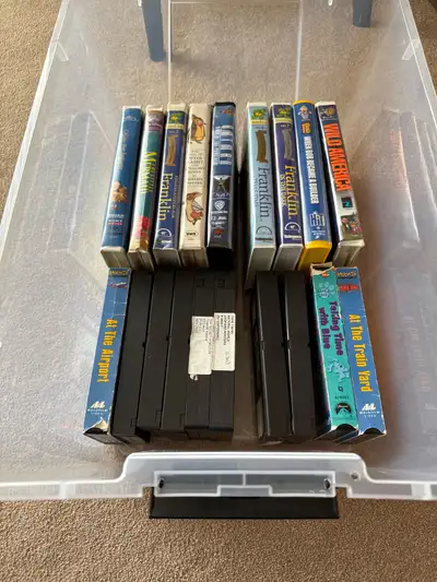 I am selling a collection of used children's VHS tapes, including titles like Franklin, Caillou the...