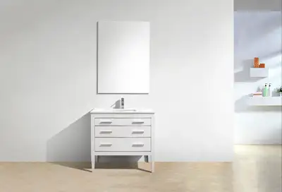 Eiffel 30” High Gloss White Vanity include Quartz Countertop & U, View more