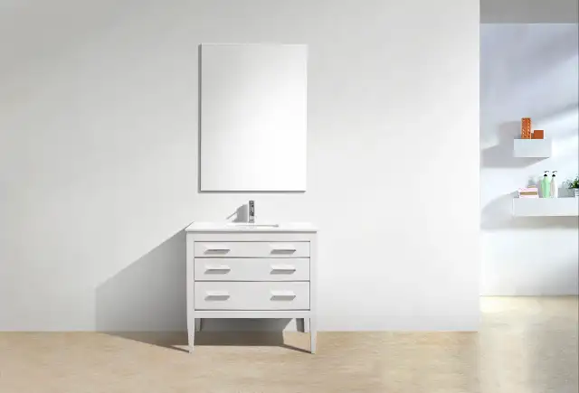 Eiffel 30” High Gloss White Vanity include Quartz Countertop & U in Cabinets & Countertops in Calgary - Image 2