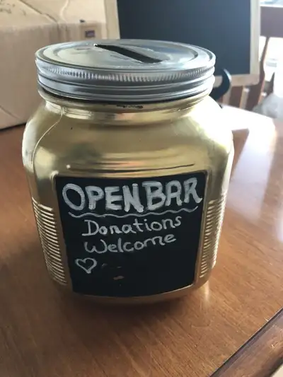 Gold Tip or Cash Bar Donation Jar and Chalk Pen, View more