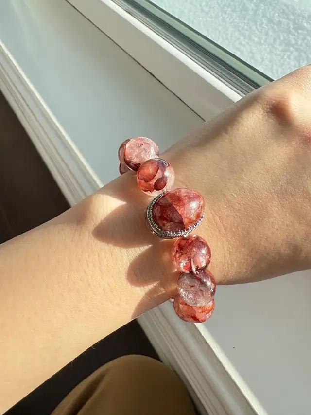 $38｜Translucent Natural Red Flower Crystal bracelet  in Jewellery & Watches in St. Albert - Image 9