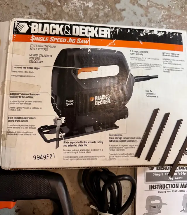 Black and Decker Single Speed Jig Saw, boxed64744750821891122