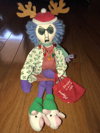 Hallmark Maxine Sitter Christmas Stressed Doll Bunny Slippers