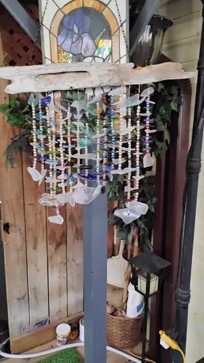 Sea Glass and Driftwood Wind Chime, View more