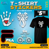 HM's Finest Customized Iron-On T-Shirt Stickers!