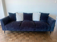 Beautiful navy velvet sofa/couch