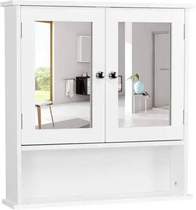 Medicine Cabinets Wooden Bathroom Wall Cabinet with Double Mirro, View more