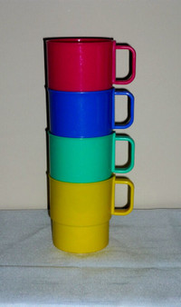 4 colorful Stackable Cups .. Not breakable:Clean:SmokeFree