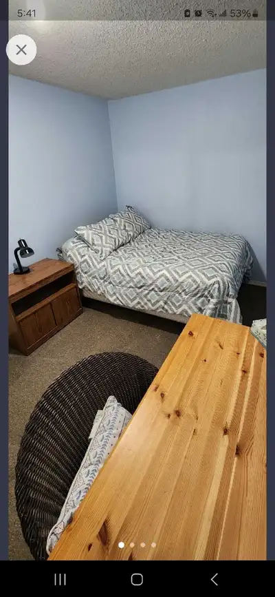 Fully furnished room for rent in my home. Room is on lower level so there is a furnished rumpus room...