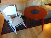 Child rocking chair & small round table $25 each toys