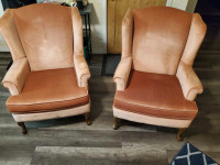 2 Pink Wingback Chairs