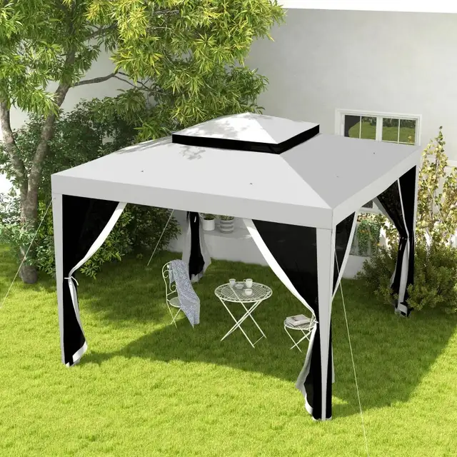 10' x 10' Outdoor Canopy Tent Party Tent with Mesh Netting and D in Patio & Garden Furniture in Markham / York Region - Image 2